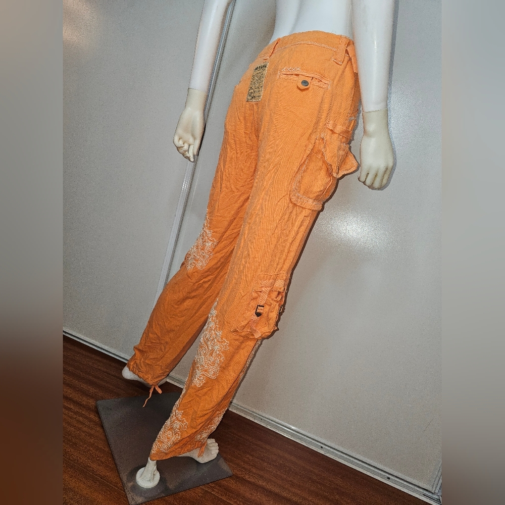 DA-NANG Orange Cargo Pants 100% Silk Size XS - Picture 12 of 16